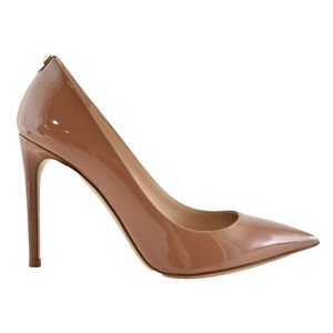 Valentino Rockstud Dark Nude Beige Patent Leather Pointed Heel Classic Pump 36.5